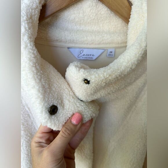 Encore by Idina Menzel Ivory Sherpa Coat - Picture 5 of 12